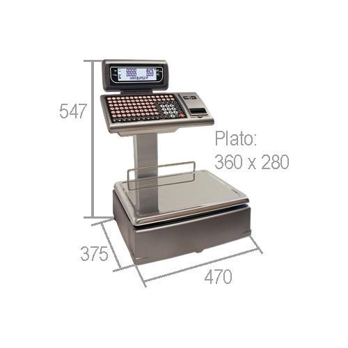 Imagen de las medidas de balanza para comercio, de mostrador, con doble cuerpo e impresora, M-520